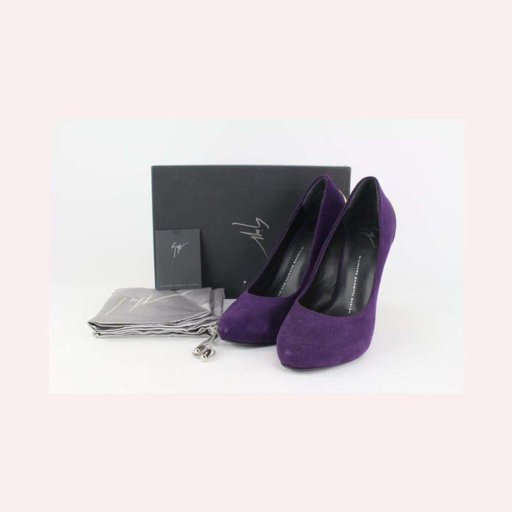 Giuseppe Zanotti Women's 39.5 Purple Suede x Gold Nana Heels 1116gz45 - Picture 12 of 12